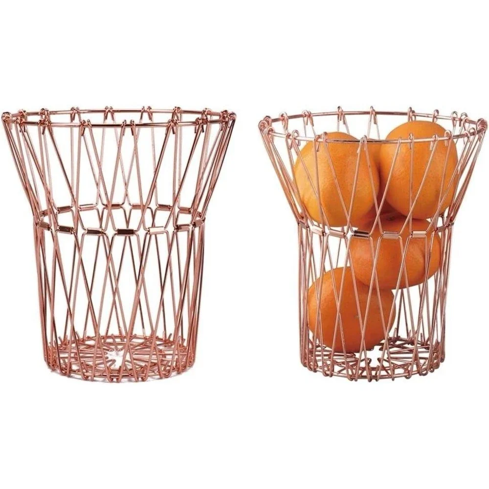 Jion Ware Flexible Rose Gold Transforming Wire Basket Home Storage Decor Kitchen